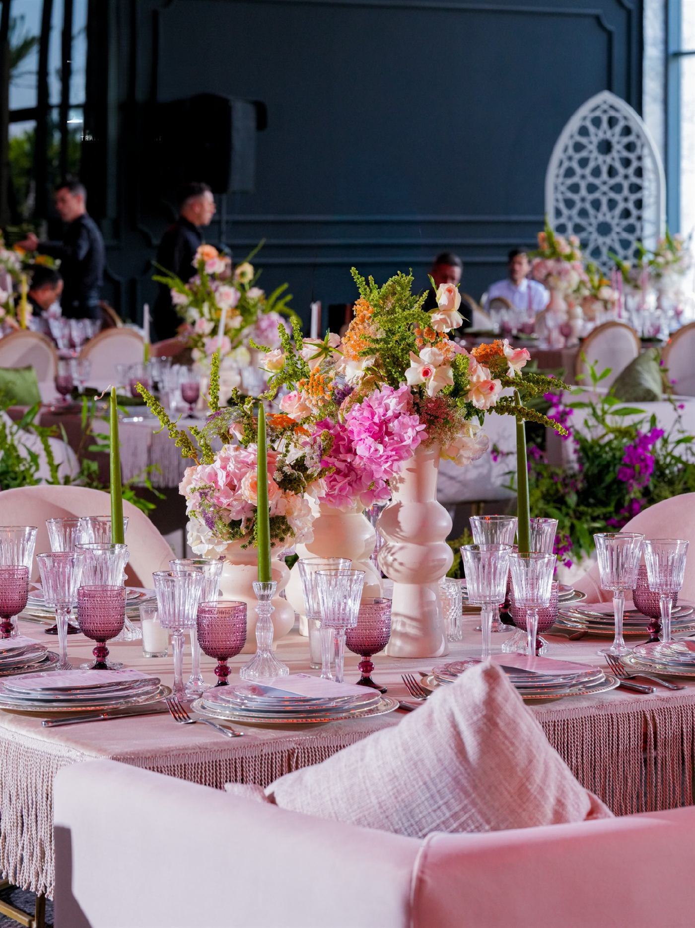 Fine glassware on a gala table