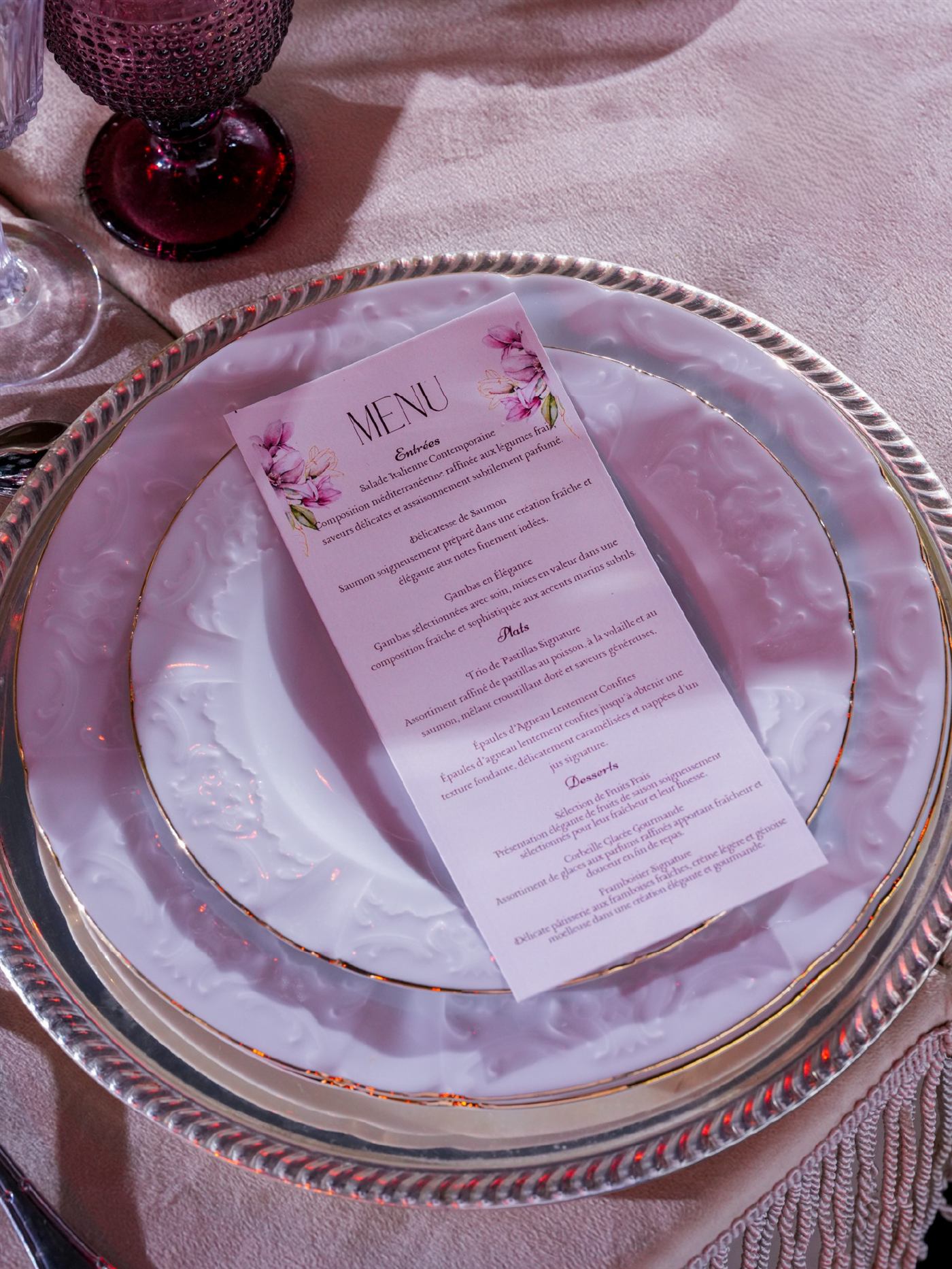 Calligraphed menu on porcelain