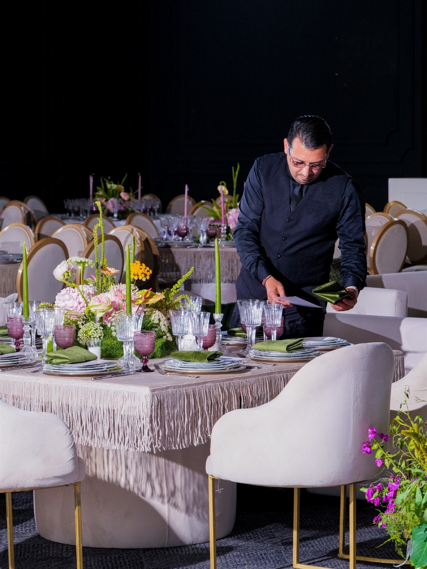 Meticulous preparation of a reception room